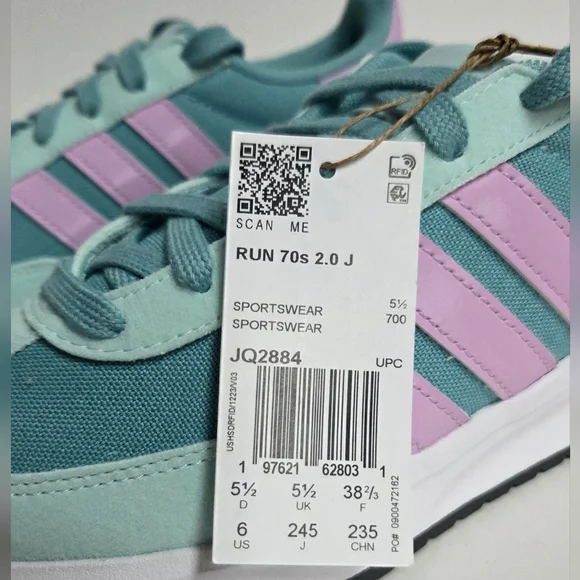 Size 6 - Adidas Run 70s 2.0 J Mint Lilac Sneakers - Picture 4 of 10
